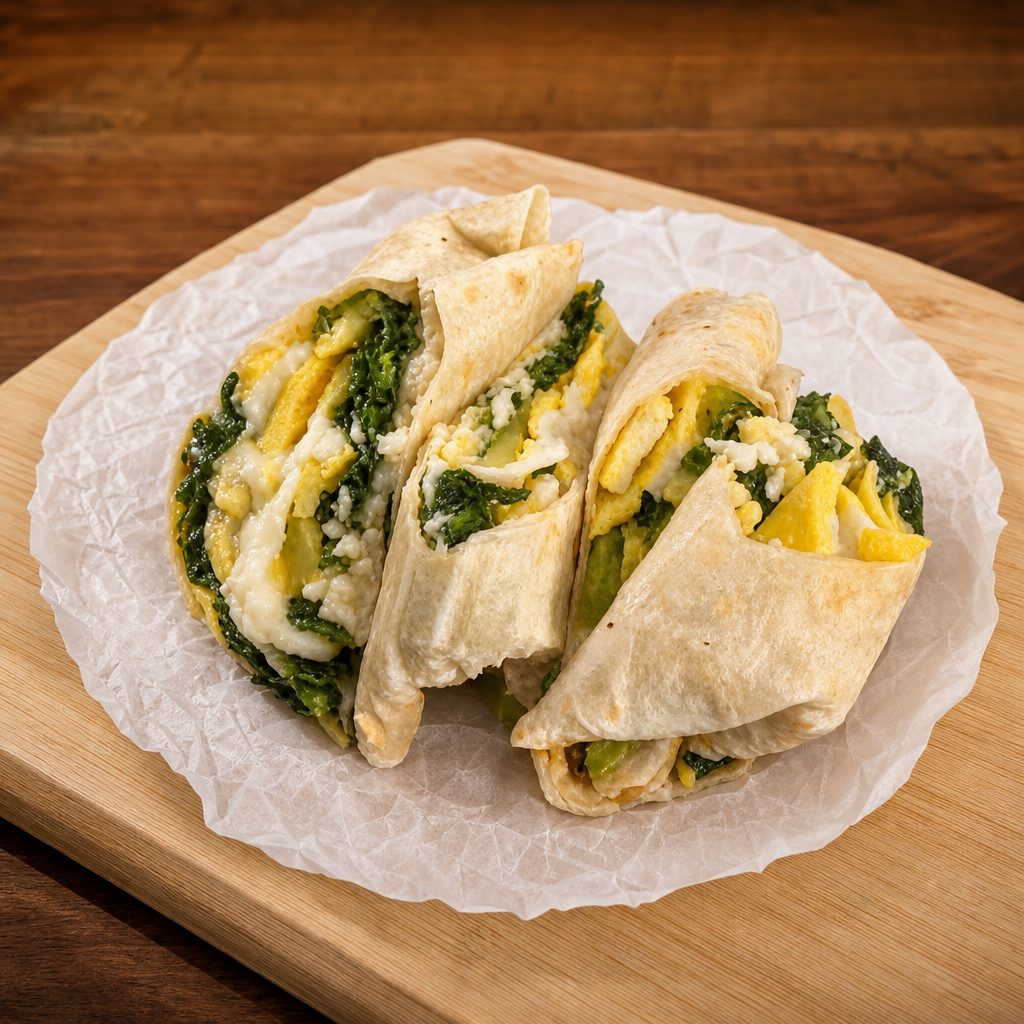 Feta Avocado & Spinach Wraps.